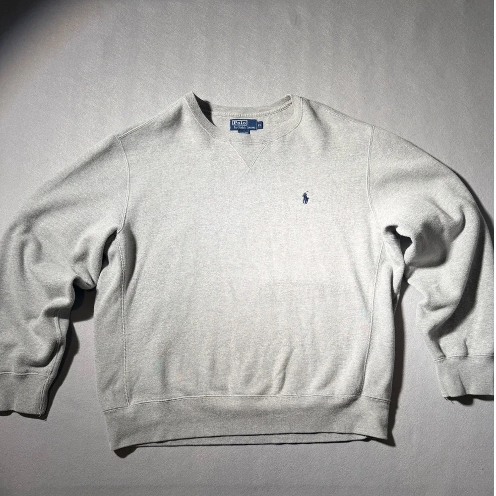 Polo Ralph Lauren Sweatshirt Mens XL Grey Crewneck Pony Logo Fleece Pullover